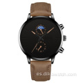 Reloj de cuero deportivo informal minimalista de Ginebra, relojes de pulsera analógicos simples negros para hombre, reloj de pulsera de Guangzhou de la marca china, venta al por mayor